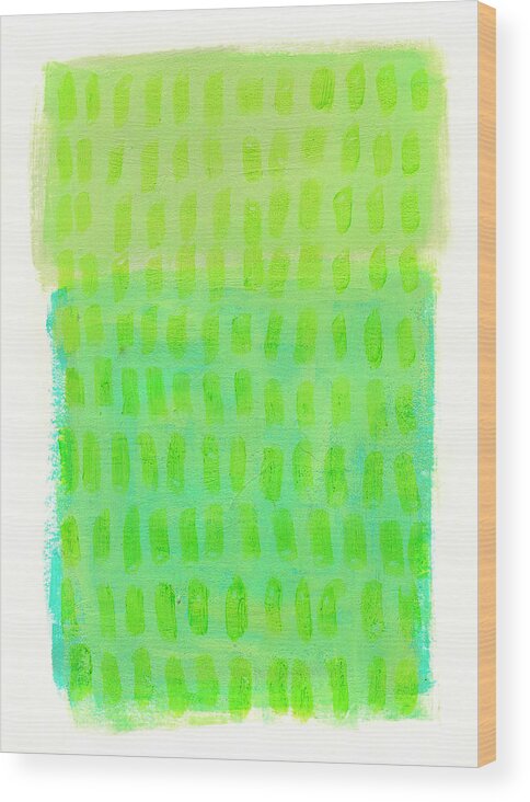 Abstract Art Wood Print featuring the painting Monochrome Green Turquoise by Jane Davies