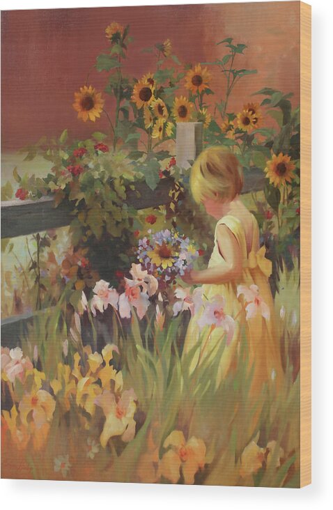 Figurative Art Wood Print featuring the painting Mother's Garden by Carolyne Hawley