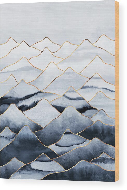Mountains Wood Print featuring the mixed media Mountains by Elisabeth Fredriksson