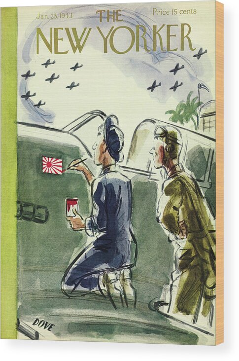 Illustration Wood Print featuring the painting New Yorker January 23 1943 by Leonard Dove