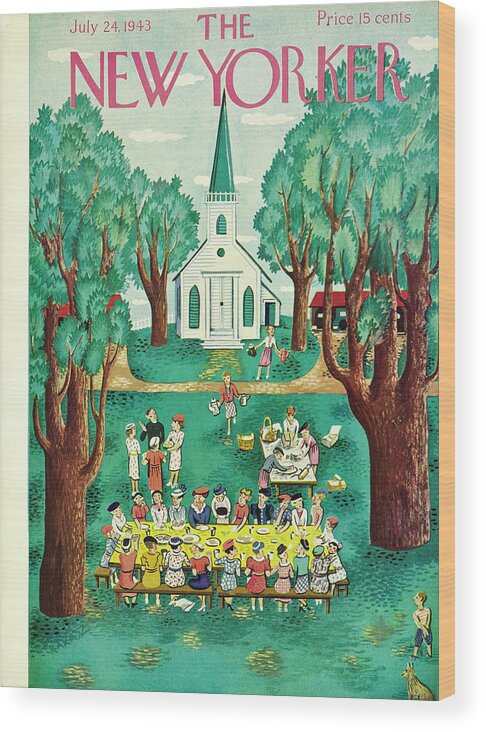 Religion Wood Print featuring the painting New Yorker July 24 1943 by Ilonka Karasz