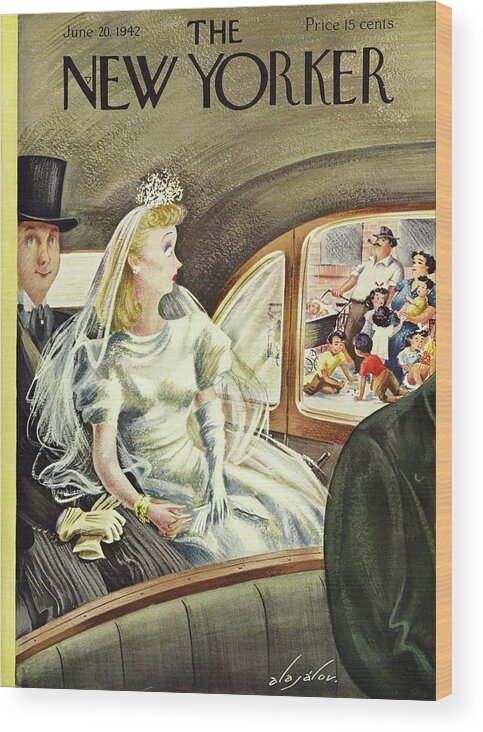 Auto Wood Print featuring the painting New Yorker June 20 1942 by Constantin Alajalov