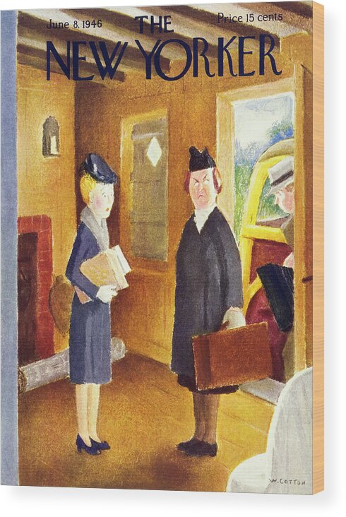 Travel Wood Print featuring the painting New Yorker June 8 1946 by William Cotton