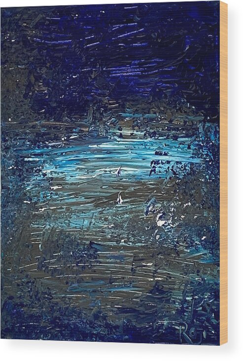 Abstract Painting Wood Print featuring the painting Night Skies by Raji Musinipally