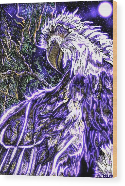 Eagle Wood Print featuring the digital art Night Vision 2 by Angela Weddle