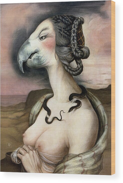Woman Wood Print featuring the painting Noblesse Oblige by Yvonne Wright
