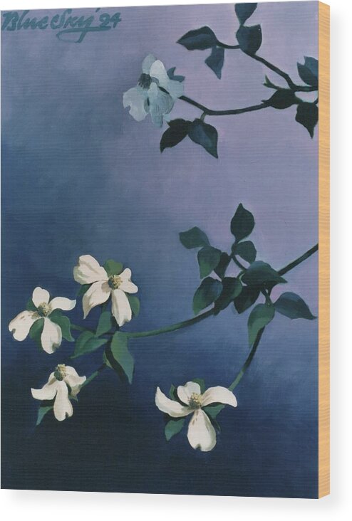 Dogwood Wood Print featuring the painting Our Dogwood by Blue Sky