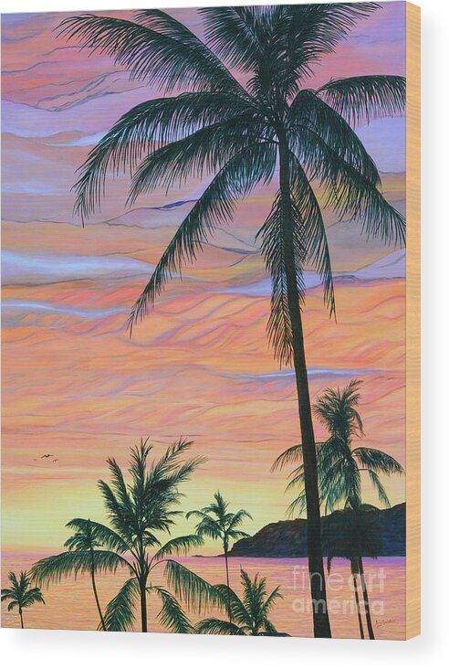 Seascape Wood Print featuring the painting Pacific Sunset by Aicy Karbstein