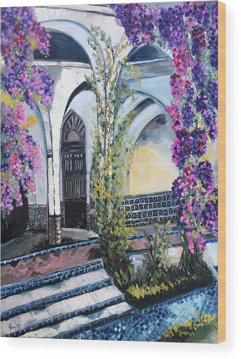 Paris Wood Print featuring the painting Paris Wisteria by Roxy Rich