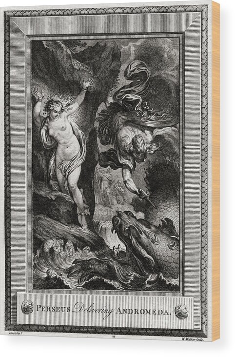 Engraving Wood Print featuring the drawing Perseus Delivering Andromeda, 1775 by Print Collector