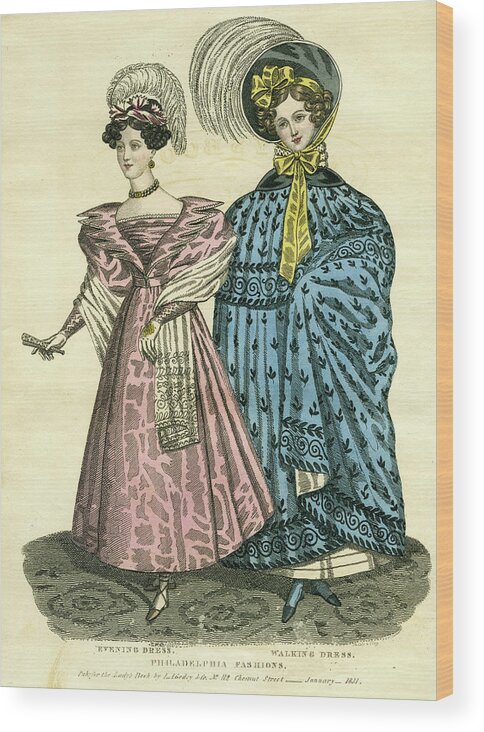 Evening Dress Wood Print featuring the mixed media Philadelphia Fashions by E W C
