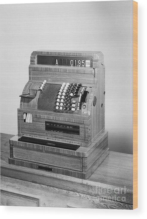 Paper Currency Wood Print featuring the photograph Photograph Of National Cash Register by Bettmann