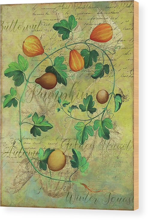 Pumpkins Wood Print featuring the photograph Pumpkins by Cora Niele