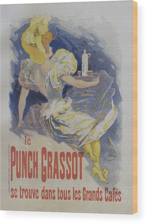 Jules Cheret Wood Print featuring the painting Punch Grassot, 1895 vintage french poster by Vincent Monozlay