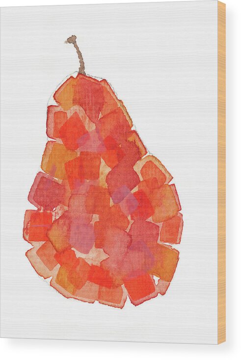 Pear Wood Print featuring the painting Red Pear by Marty Klar