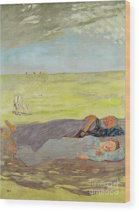 Baby Wood Print featuring the painting Rest On The Flight To Egypt, 1912 by Max Klinger