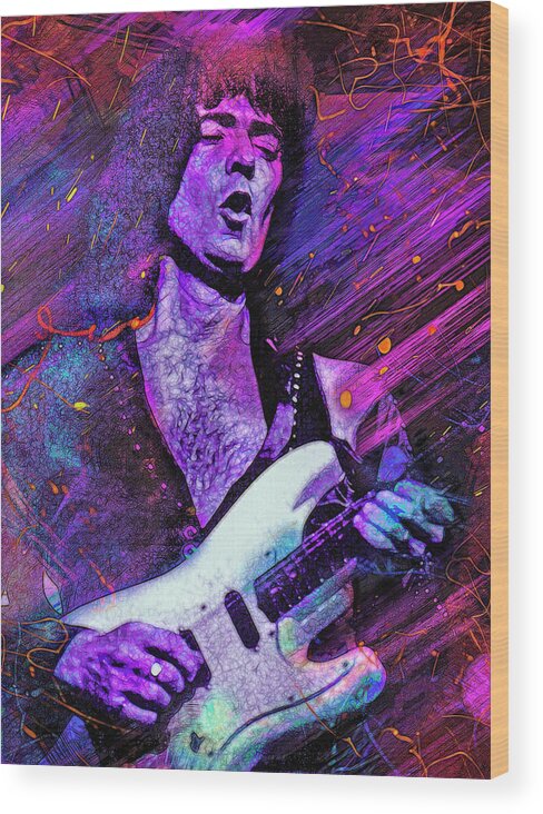 Ritchie Blackmore Wood Print featuring the mixed media Ritchie Blackmore by Mal Bray