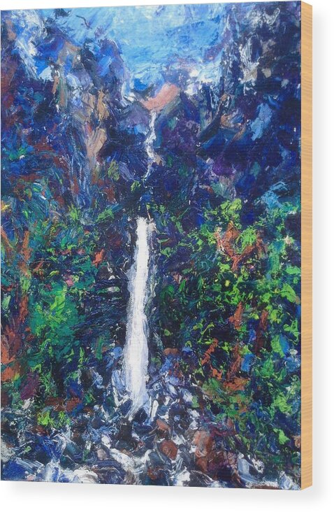This Area Is Off Limits To Hikers. I Was Commissioned Wood Print featuring the painting Sacred Falls by Jeffrey Scrivo