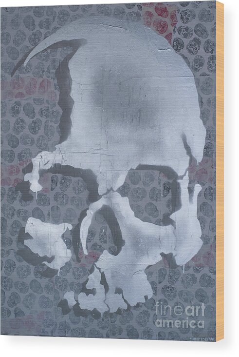  Wood Print featuring the mixed media Skull Wallpaper by SORROW Gallery
