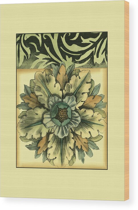 Decorative Elements Wood Print featuring the painting Sm Panelled Rosette II (p) by Jennifer Goldberger