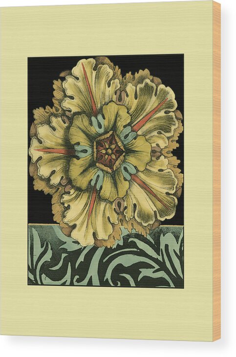 Decorative Elements Wood Print featuring the painting Sm Panelled Rosette On Black I (p) by Jennifer Goldberger