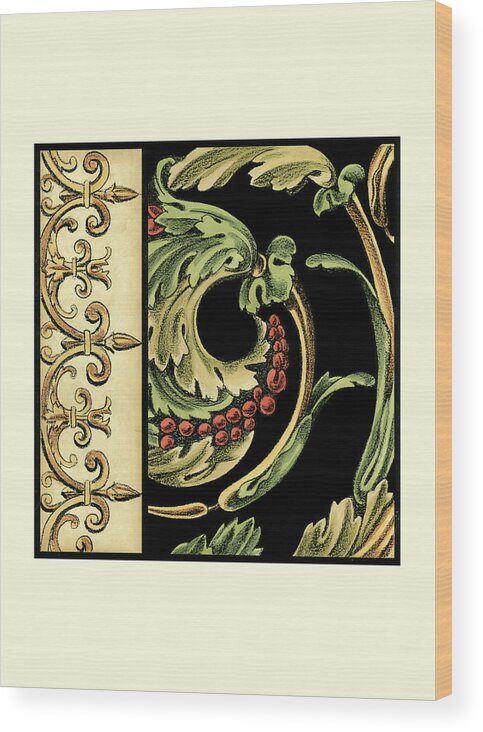 Decorative Elements Wood Print featuring the painting Small Frieze Detail Iv (p) by Ethan Harper