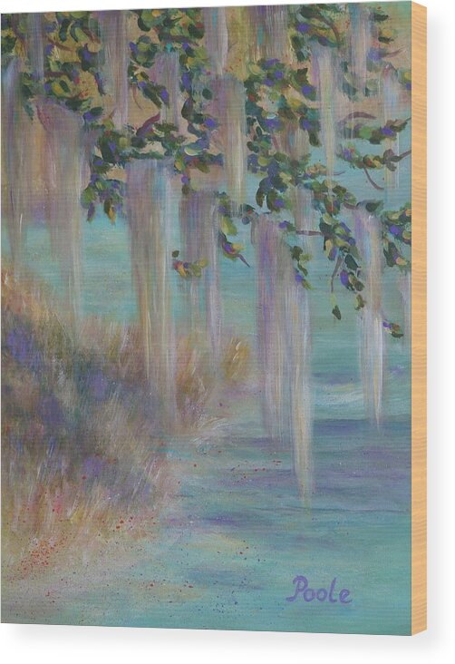 Spanish Moss Wood Print featuring the painting Southern Charm Lowcountry Moss by Pamela Poole