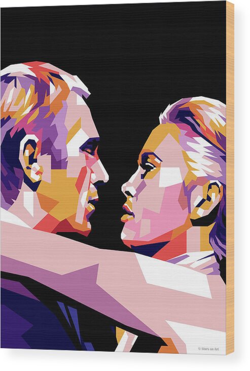 Steve Mcqueen Wood Print featuring the digital art Steve McQueen and Faye Dunaway by Movie World Posters