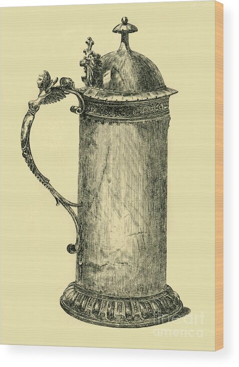 Engraving Wood Print featuring the drawing Tankard by Print Collector