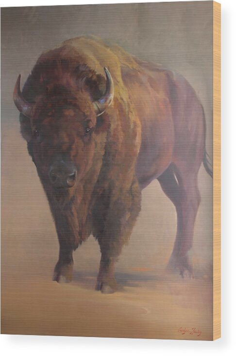 Nature Wood Print featuring the painting Tatanka by Carolyne Hawley