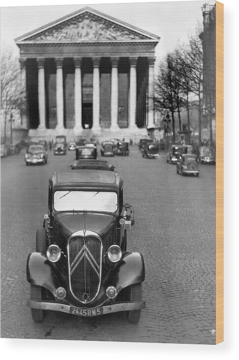 1940-1949 Wood Print featuring the photograph Taxis In Paris In 1947 by Keystone-france