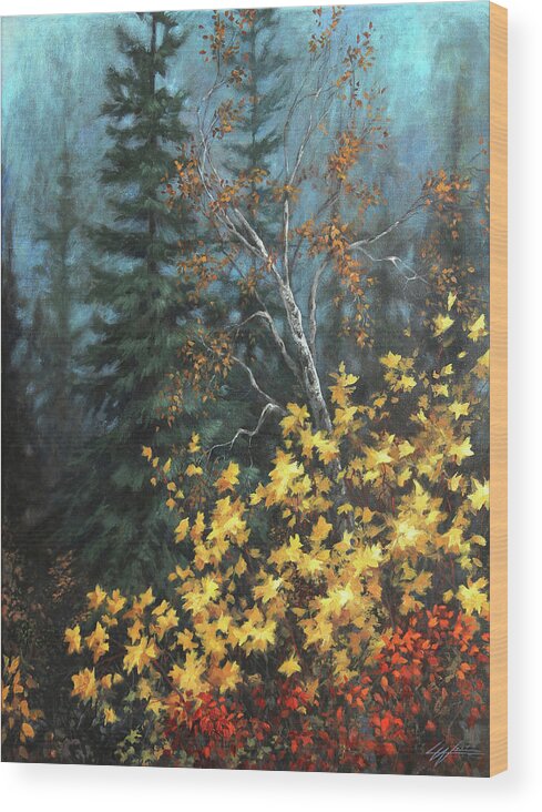 Autumn Wood Print featuring the painting The Jewels of Autumn by Lucy West