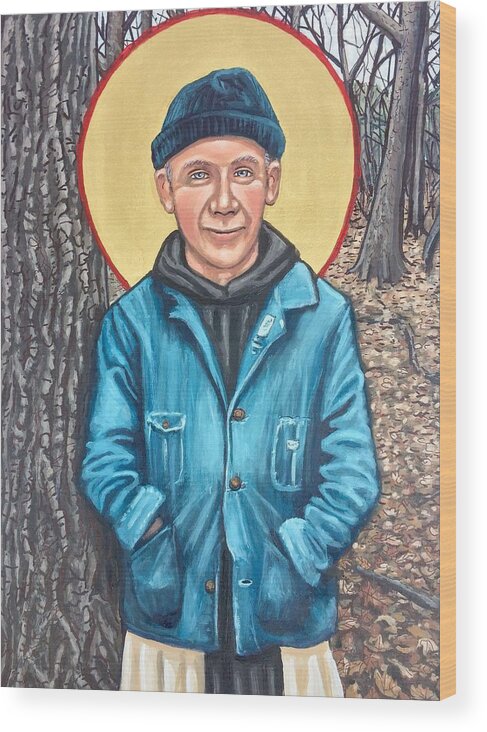 Wood Print featuring the painting Thomas Merton by Kelly Latimore