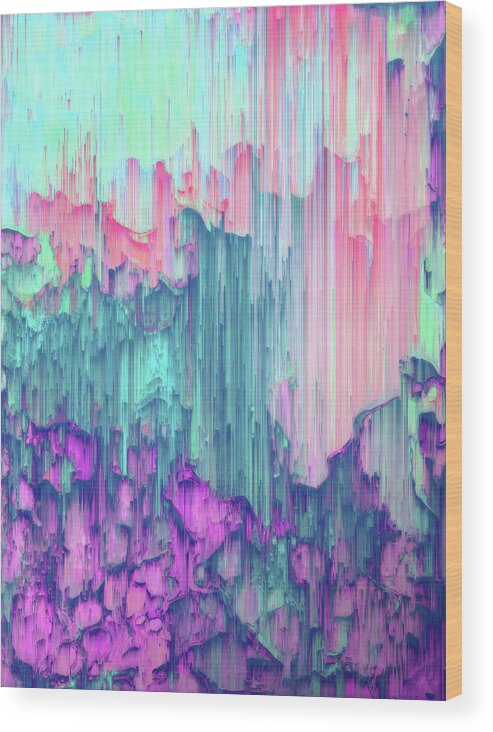 Glitch Wood Print featuring the digital art Tulip Stream by Jennifer Walsh