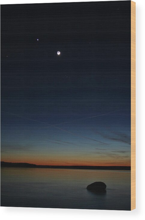 Scenics Wood Print featuring the photograph Venus Moon Dusk by Steve Irvine