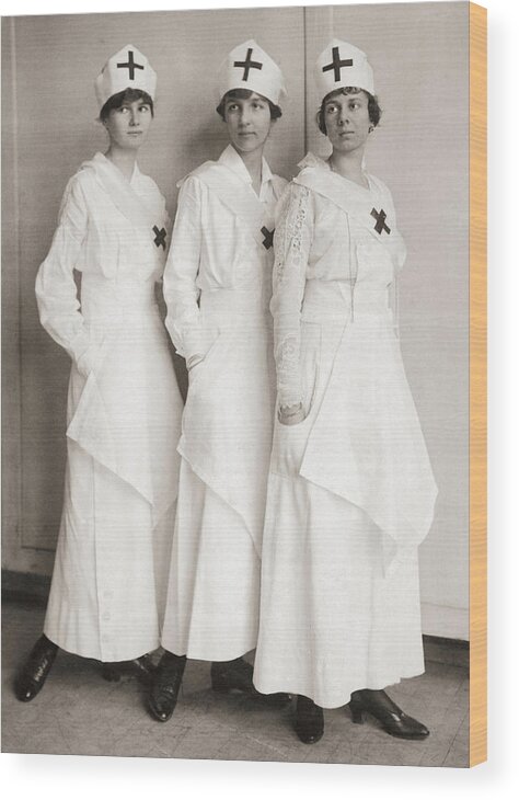 People Wood Print featuring the photograph Wartime Nurses by Paul Thompson/fpg
