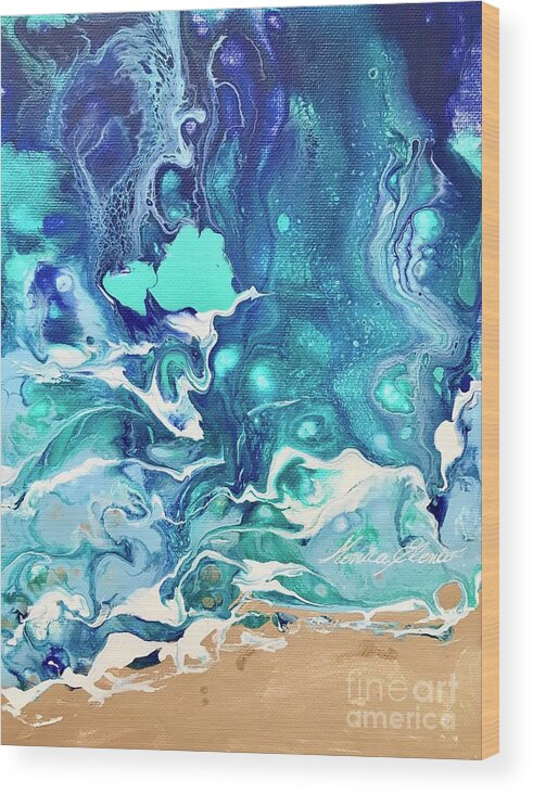 Ocean Wood Print featuring the painting Well kept memories by Monica Elena