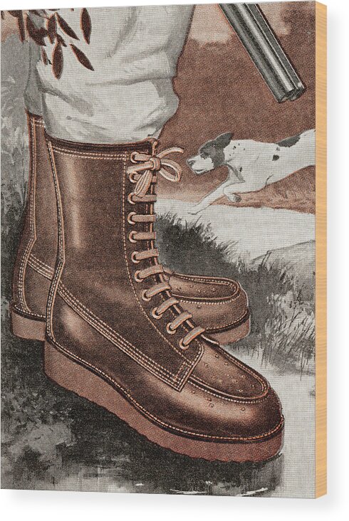 Activity Wood Print featuring the drawing Work boots by CSA Images