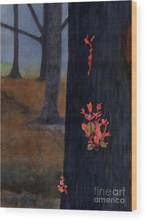 Australian Bush Wood Print featuring the painting Bush Resilience by Vicki B Littell
