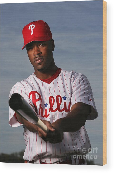 Media Day Wood Print featuring the photograph Jimmy Rollins #1 by Al Bello