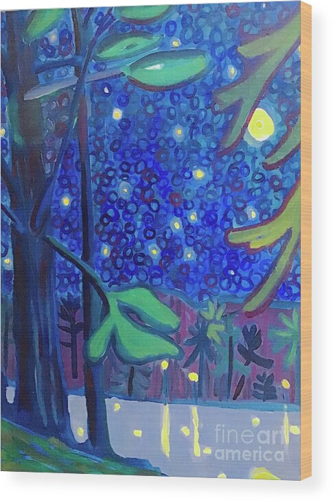 Summer Wood Print featuring the painting Massapoag Nocturne by Debra Bretton Robinson