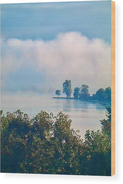Lake Chautauqua Ny John Anderson Wood Print featuring the photograph Morning Mist #1 by John Anderson