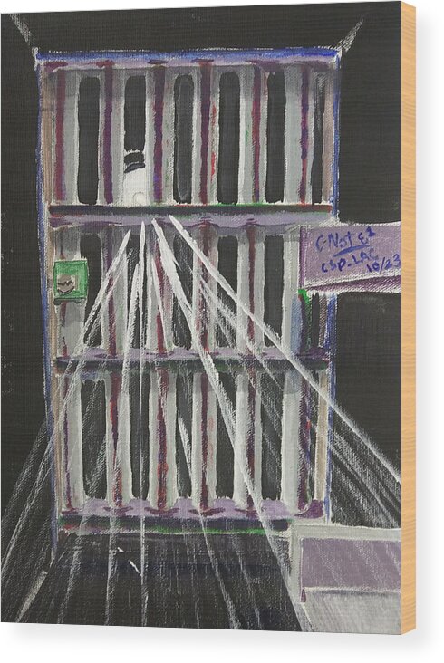 Prison Art Wood Print featuring the painting The Night Watchman #1 by Donald 'C-Note' Hooker