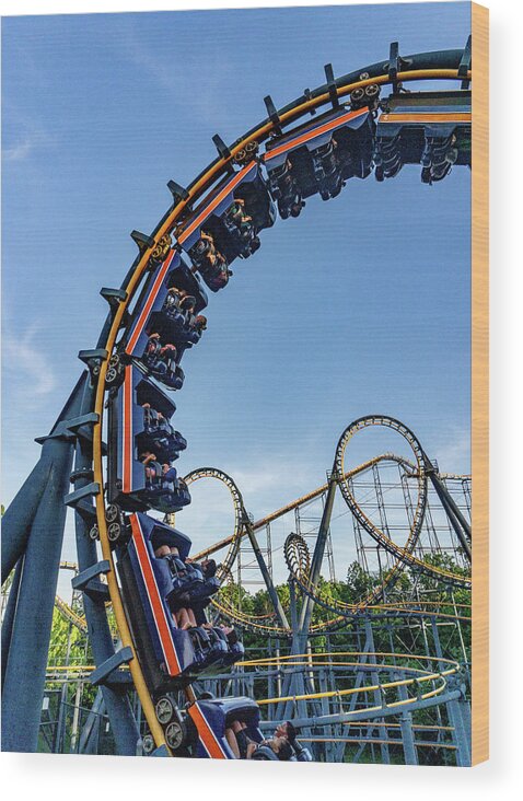 Kings Island Wood Print featuring the photograph Kings Island Ohio Vortex Roller Coaster #2 by Dave Morgan