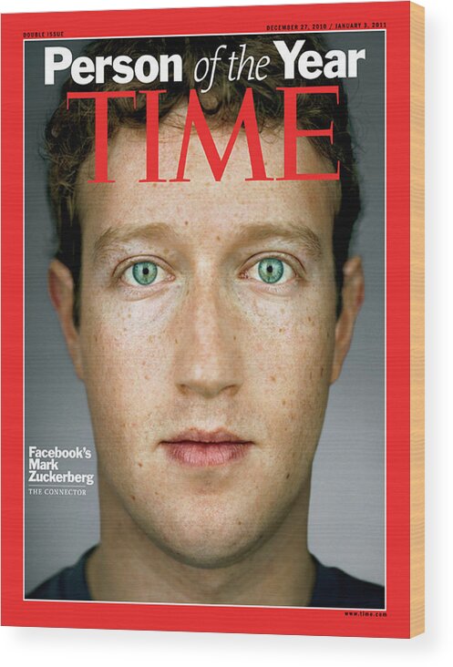 2010 Person Of The Year Wood Print featuring the photograph 2010 Person of the Year, Facebook's Mark Zuckerberg by Photographs by Martin Schoeller for TIME