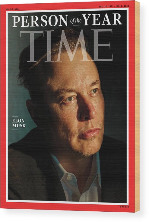 Time Person Of The Year Wood Print featuring the photograph 2021 Person of the Year - Elon Musk by Photograph by Mark Mahaney for TIME