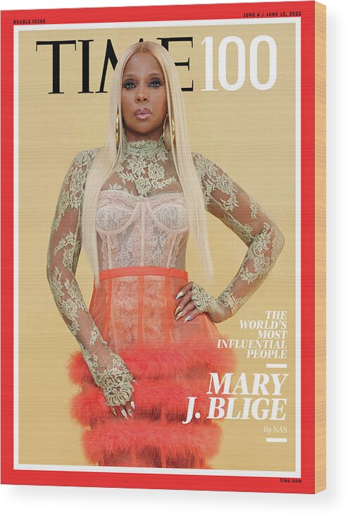 2022 Time100 Wood Print featuring the photograph 2022 TIME100 - Mary J. Blige by Photograph by Micaiah Carter for TIME