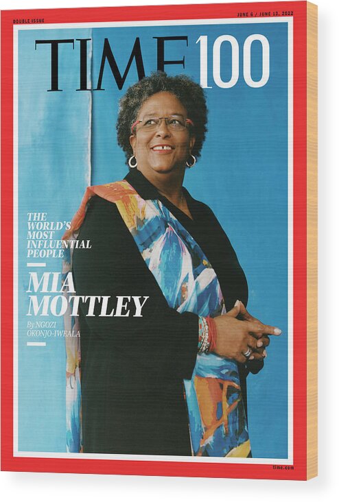 2022 Time100 Wood Print featuring the photograph 2022 TIME100 - Mia Mottley by Photograph by Camila Falquez for TIME