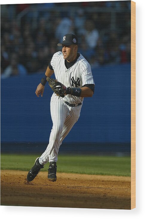 People Wood Print featuring the photograph Derek Jeter #38 by Al Bello