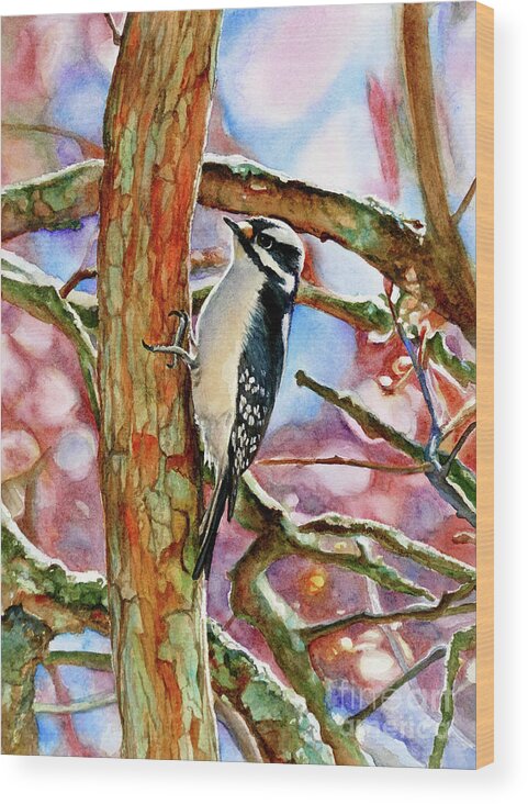 Placer Arts Wood Print featuring the painting #546 Woodpecker #546 by William Lum